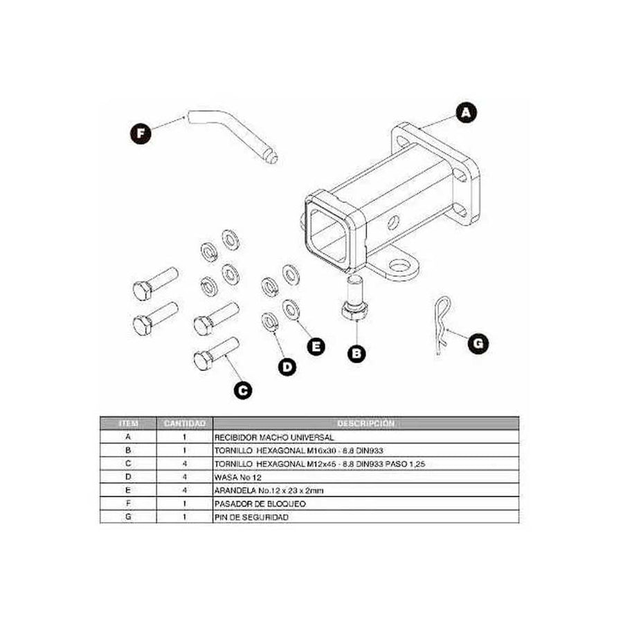 Recibidor Macho Universal Defénder - Tiro De Arrastre