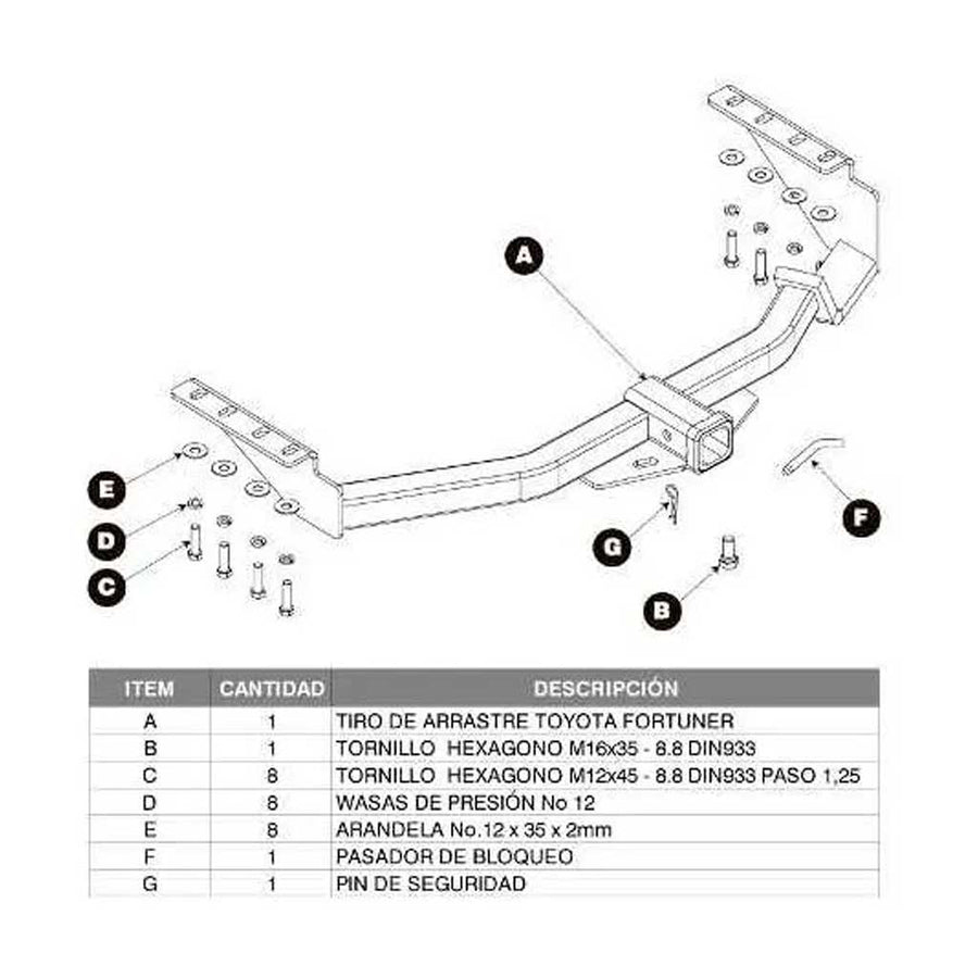 Tiro De Arrastre Defénder Toyota Fortuner 2007 - 2015